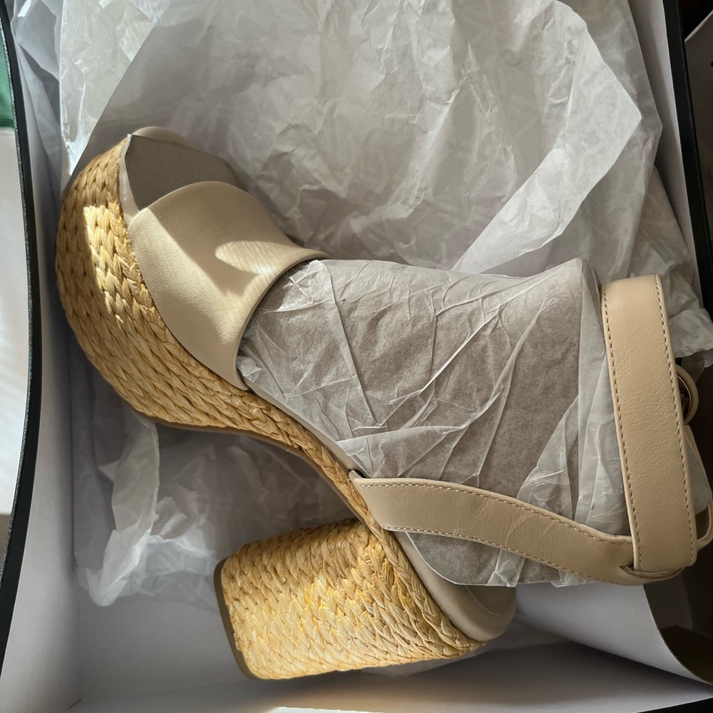 Beige Woven Platform Sandals